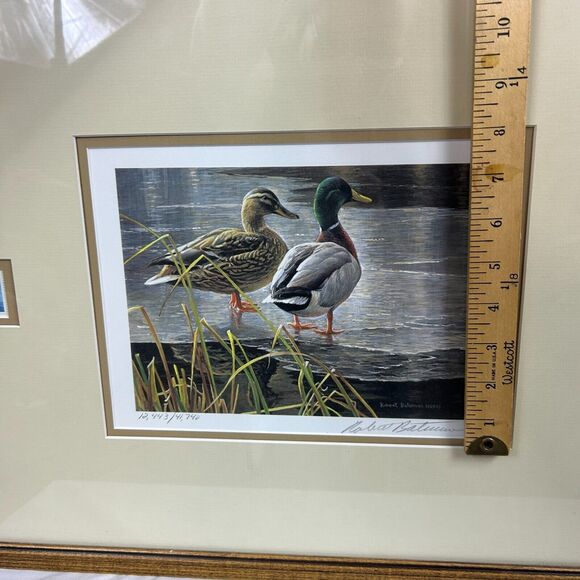 ROBERT BATEMAN 1985 Mallard Duck Pair-Signed/Framed Limited Edition Print+Stamps - Picture 14 of 16